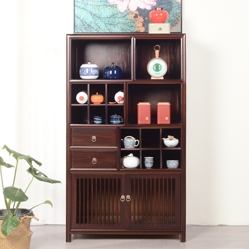 实木新中式禅意客厅茶叶柜