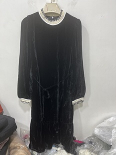 百搭休闲上衣潮牌丝绒连衣裙长袖 亏本清货春秋女装 时尚