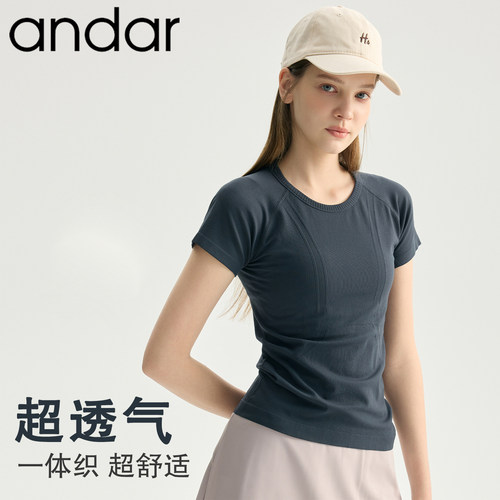 andar瑜伽服短袖女夏速干运动T恤
