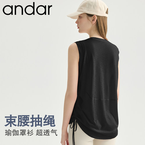 andar运动上衣女夏宽松透气罩衫