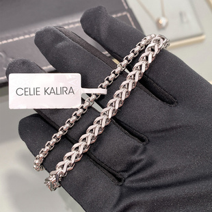 KALIRA龙骨盒子链双链男女古巴手链叠带情侣手链节日礼物 CELIE