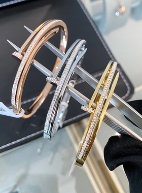 钉子手镯小众镶钻情侣手环