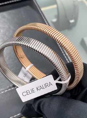 螺纹金属宽面弹簧手镯