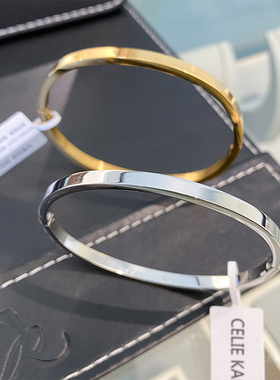 轻奢素圈光面男女手镯小众手环