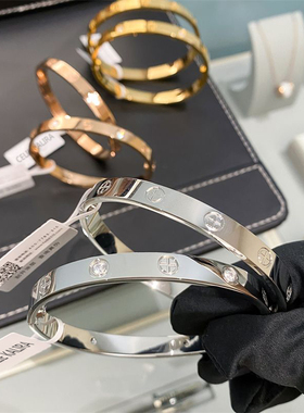 冷淡风十字花镶钻简约男女手镯