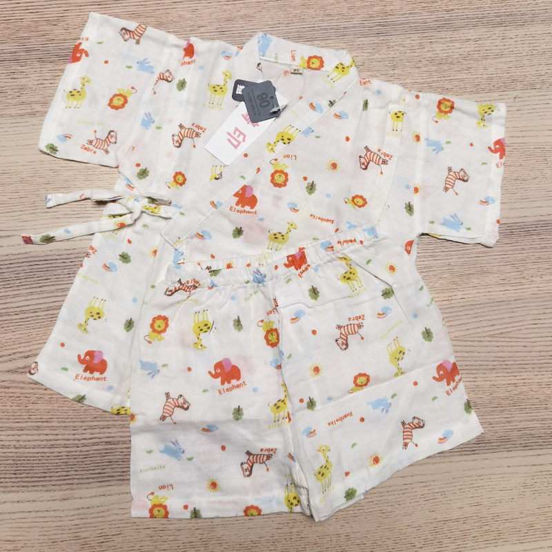 宝宝纯棉纱布睡衣甚平浴衣儿童和服套装小动物家居服温泉衣汗蒸服