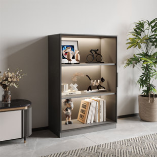 客厅矮柜落地书柜玻璃展示柜家用客厅收纳柜电视柜旁半高书柜