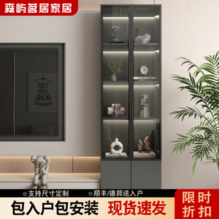 客厅电视柜侧边立柜储物柜带门木柜置物柜展示柜窄高柜单柜木柜