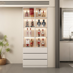 客厅玻璃靠墙精致小酒柜客厅2024新款 靠墙展示柜酒架白酒储存柜