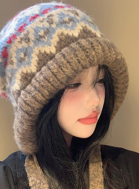 山吉费尔岛风针织帽子女