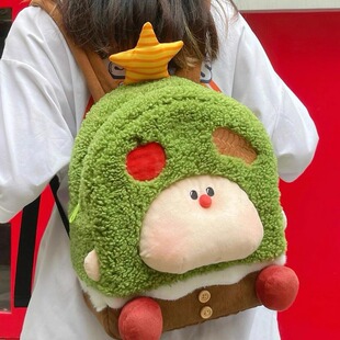 日本可爱苹果树双肩包日系双肩背包可爱卡通玩偶毛绒包森系书包