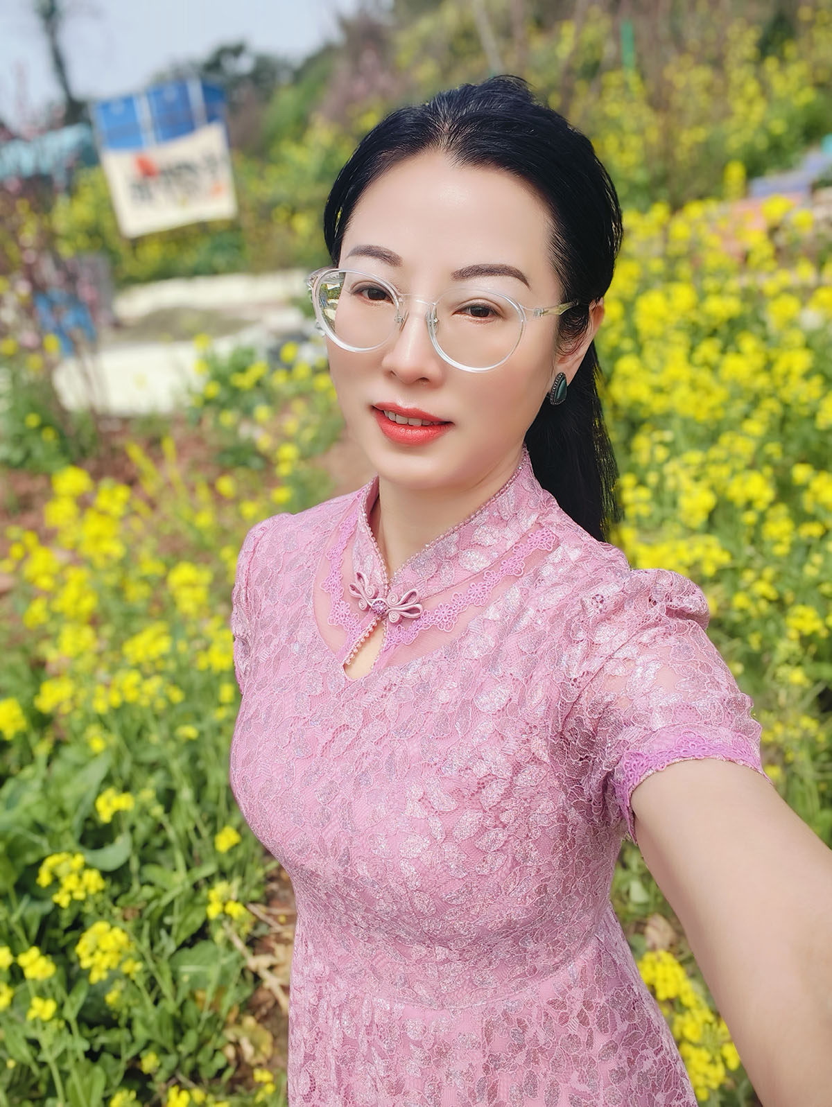 9999新款飘逸粉紫色大摆长裙立领古典镂空收腰显瘦拼接蕾丝连衣裙