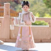 2026新款 古装 儿童冬装 格格服女童汉服秋冬季 中国风加厚马面裙套装