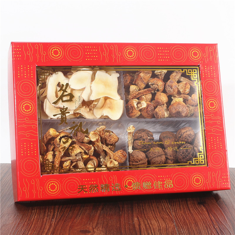 贴花纸天地盖名贵通用硬卡纸盒花胶灵芝松茸山珍海味干货包装礼盒