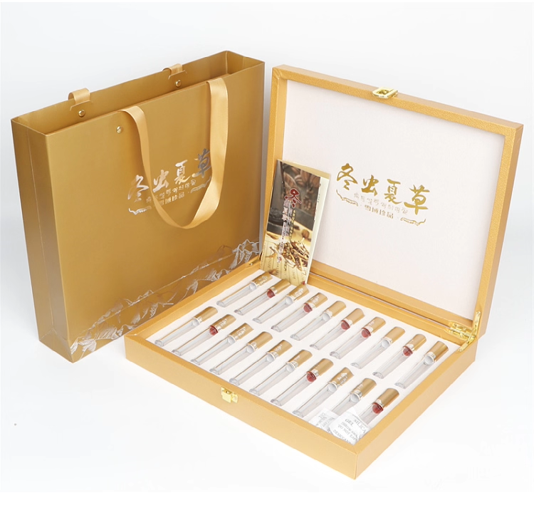 金色磨砂冬虫夏草包装盒10管20管30管虫草礼品盒高档干货虫草盒子