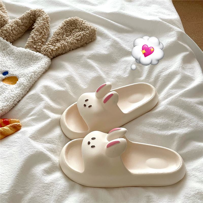 甜心大耳兔~！软软自留可爱ins卡通居家凉拖鞋女室内透气一字拖鞋