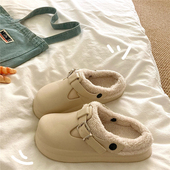 奶里奶气 潮 厚底毛毛拖鞋 防水eva保暖加绒外穿勃肯棉拖鞋 女冬季