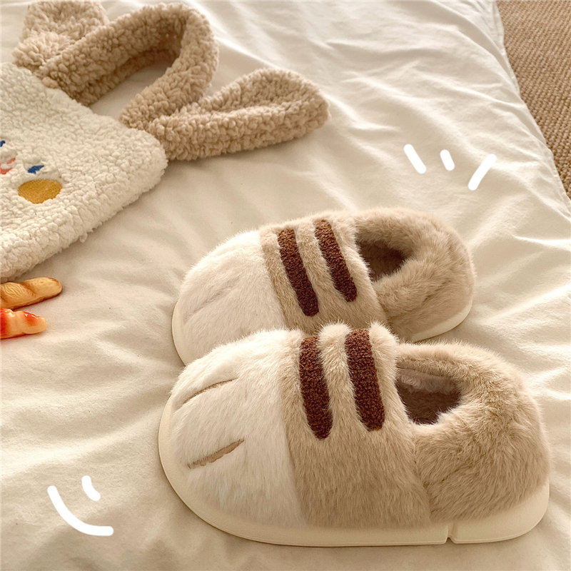 肥肥虎爪~！可爱ins卡通包跟棉鞋女保暖加绒冬季居家毛毛棉拖鞋潮