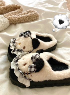 软萌私房猫~！可爱加绒保暖室内棉拖鞋女冬季ins外穿包头毛毛拖鞋