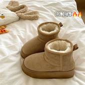 脚踩厚棉花 巨暖加厚ins加绒短筒雪地靴女厚底防滑保暖包跟棉鞋