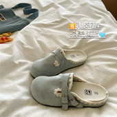 透气包头凉拖鞋 女2026春季 潮 懒人一脚蹬ins勃肯半拖鞋 春日花信