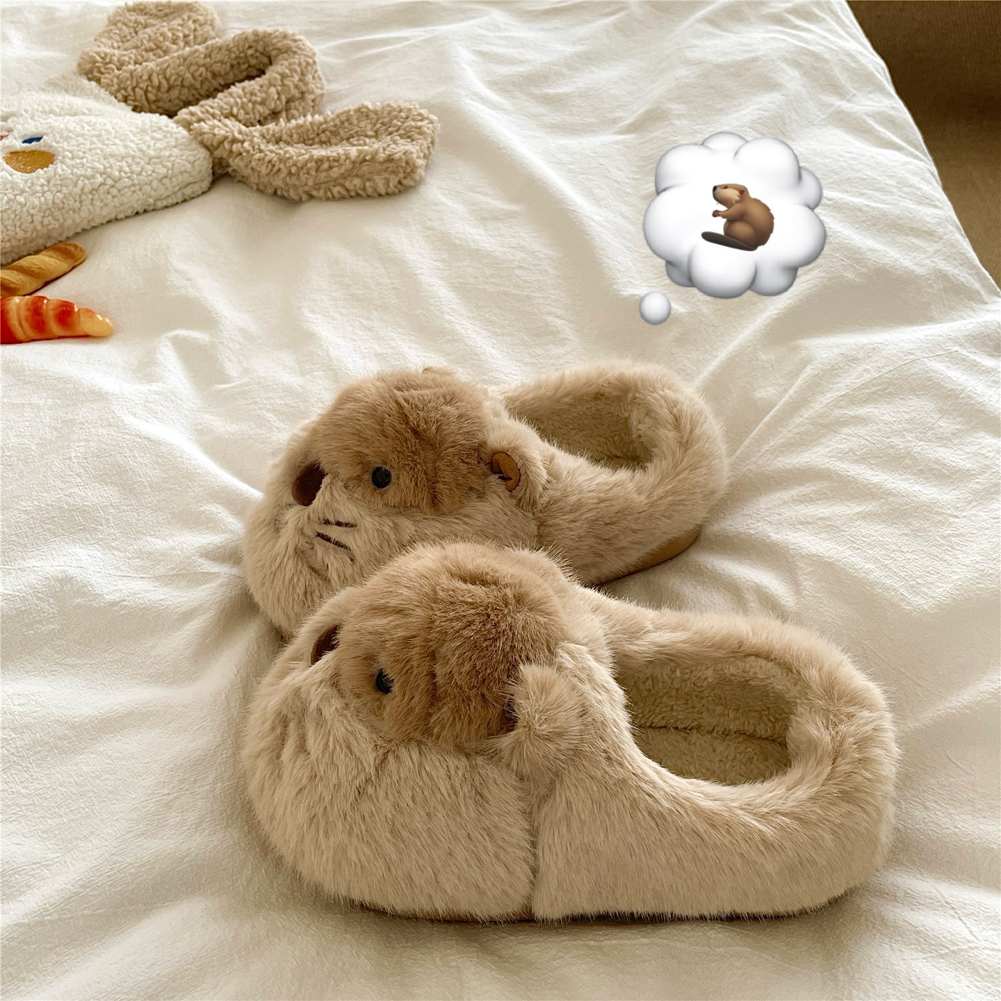 尖叫土拨鼠~！软糯ins可爱包跟保暖棉鞋女居家厚底加绒毛毛棉拖鞋