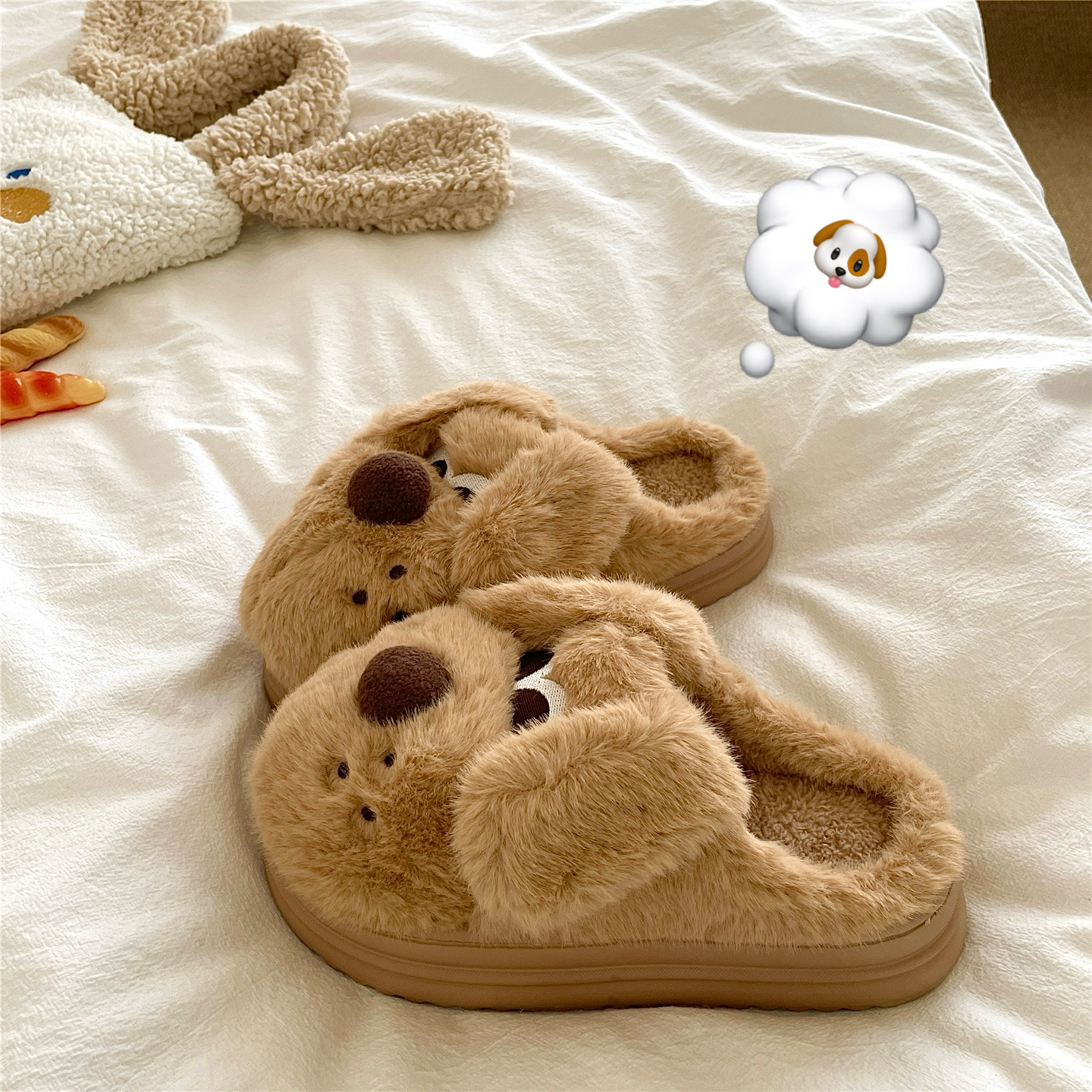 垂耳大笨狗~！巨厚可爱ins冬季棉拖鞋女居家厚底保暖防滑毛毛拖鞋