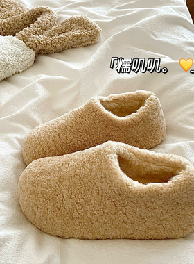 深度保暖~！加厚保暖冬季毛毛棉拖鞋女ins厚底外穿防滑加绒雪地靴