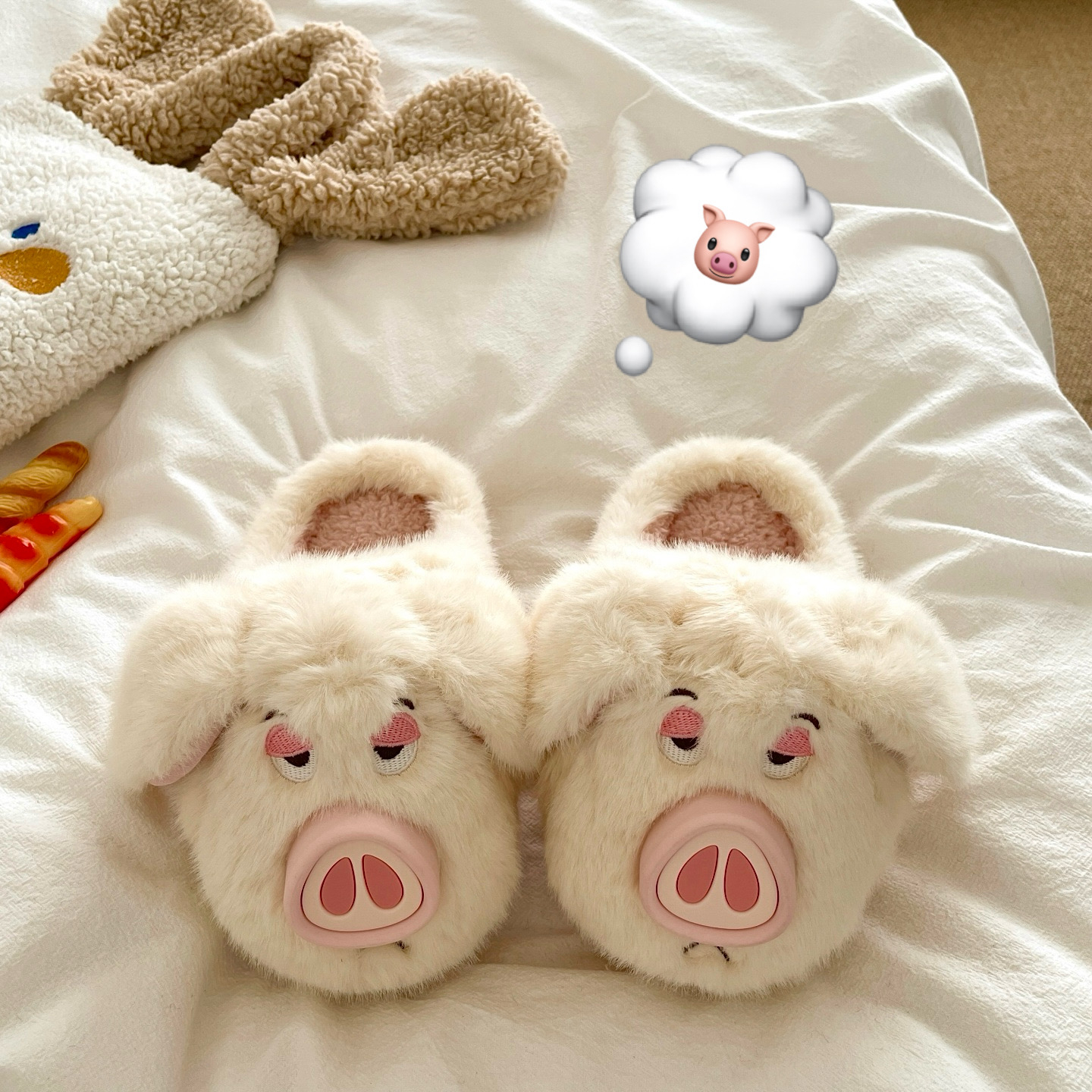 猪猪女孩！可爱到冒泡！超厚保暖居家棉拖鞋女外穿冬季加绒棉拖鞋