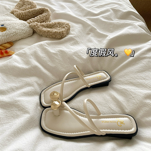 闪闪碎银子~！法式度假风ins温柔人字拖女外穿透气海边沙滩凉拖鞋
