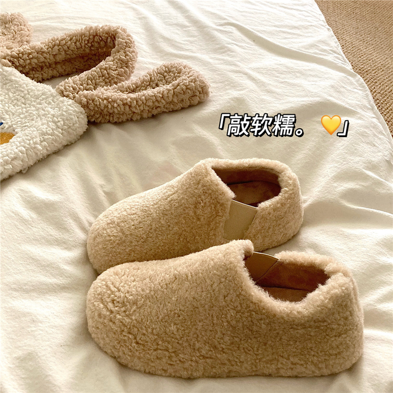 糯叽叽浣熊~！厚实好穿ins包跟毛毛棉鞋女冬季外穿保暖加绒棉拖鞋