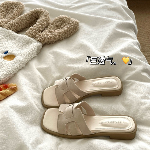 软糯舒适~！老钱风ins度假温柔凉拖鞋女夏季透气防滑外穿一字拖鞋