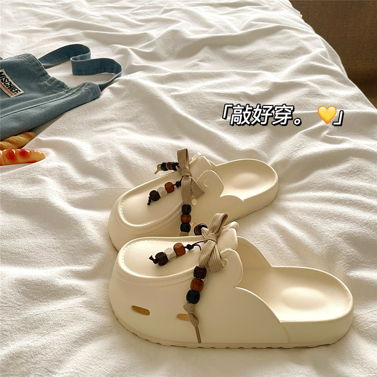 美拉德珠串~!ins防水包头厨师凉拖鞋女厚底增高懒人夏季洞洞鞋潮