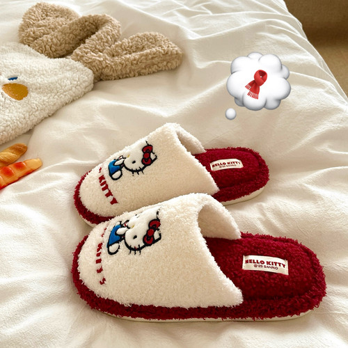 巨软糯kt猫~！加绒保暖ins居家棉拖鞋女室内防滑冬季防滑毛毛拖鞋