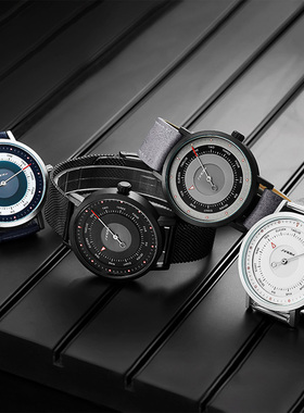 逐梦系列轻运动男腕表进口机芯飞行员石英表创意罗盘单针学生手表