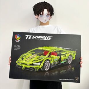 汽车兼容小颗粒积木玩具礼物 礼盒回力赛车模型机械组系列儿童拼装