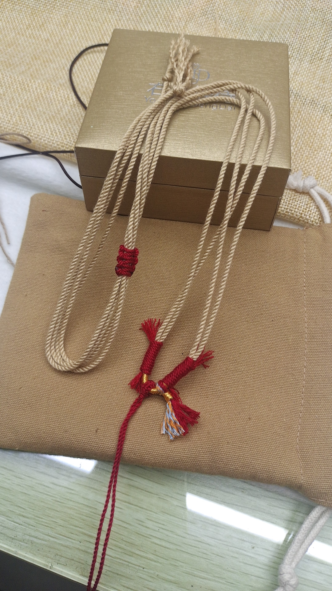 网红款八宝罗盘吊坠挂绳黄财神项链绳藏式手搓棉挂绳黄金吊坠挂绳