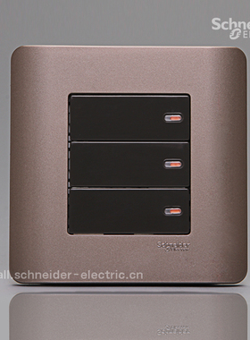 施耐德E8000ZENcelo轻点格调棕色 16A 250V三联单控开关3位单控