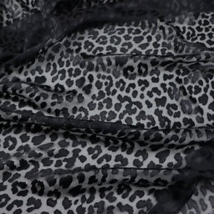 宽幅黑色豹纹真丝烂花绡旗袍汉服连衣裙衬衫桑蚕丝服装布料面料