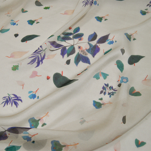 宽幅甲壳虫花瓣真丝雪纺纱连衣裙旗袍汉服衬衫 布料面料 桑蚕丝服装