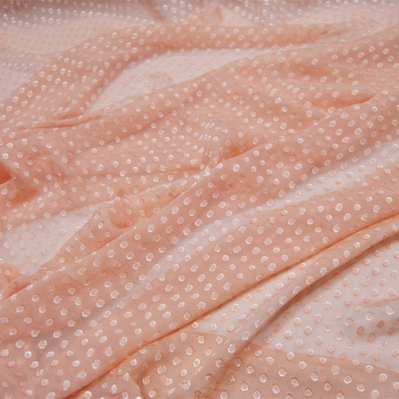 宽幅点点规则真丝剪花绡波点连衣裙上衣旗袍桑蚕丝服装布料面料