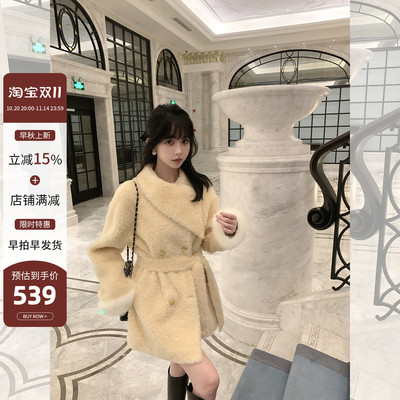 羊羔毛皮毛一体外套女羊剪绒皮草