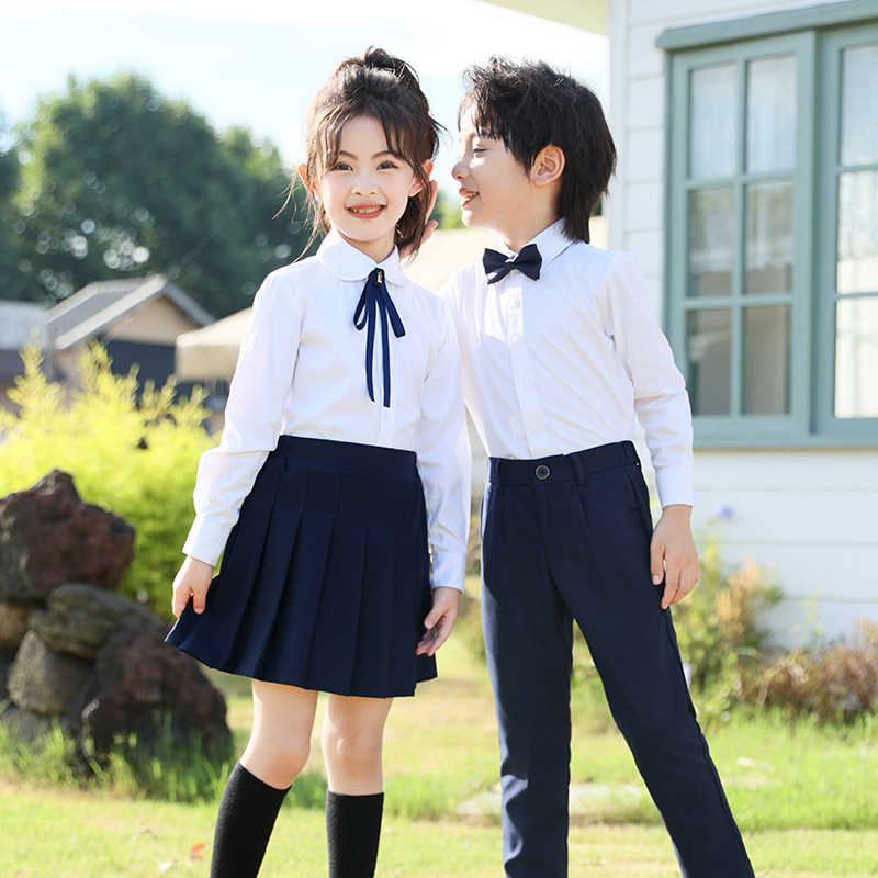 儿童团体朗诵幼儿园演出服小学生合唱团白色衬衫百褶裙表演服套装