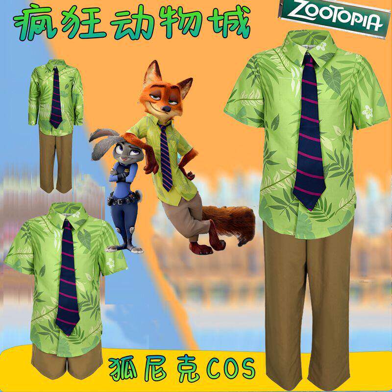 尼克狐狸服疯狂动物城衣服成人同款短袖儿童服装夏季短袖