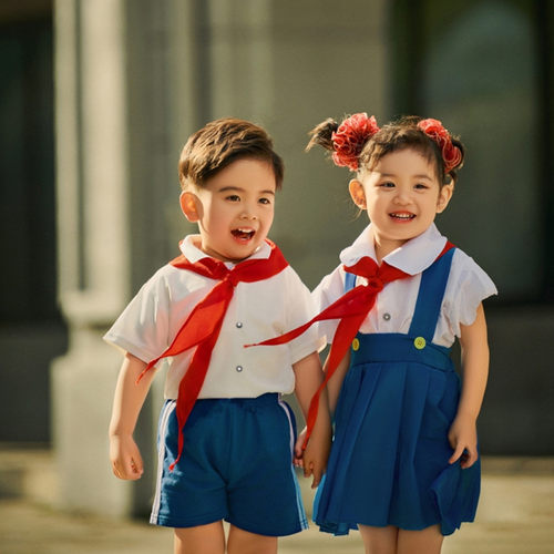 红领巾红歌大合唱演出服学生运动会校服幼儿毕业照拍照80年代怀旧