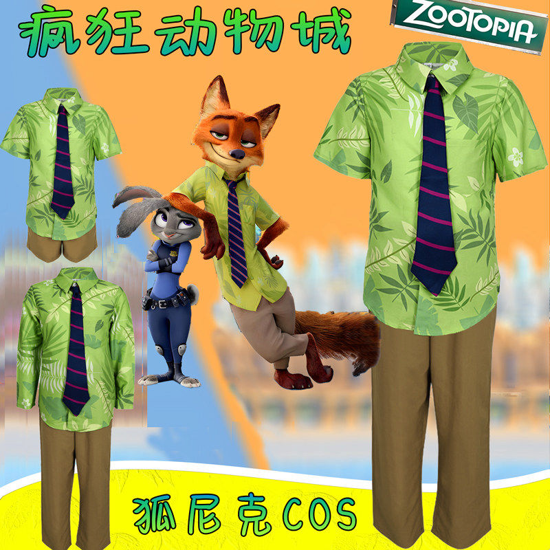 2成人服城短袖狐狸cos男童同款衬衫衣服夏季儿童服装动物尼克疯狂