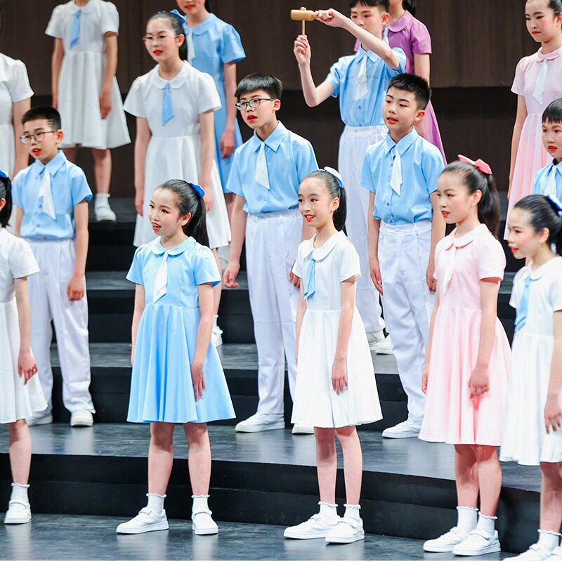 儿童合唱演出服礼服中学生小学生大合唱团朗诵比赛表演服装主持人