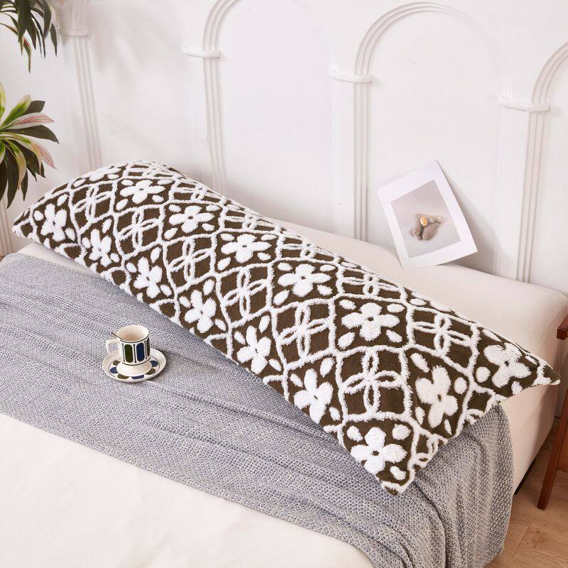 加绒塔芙绒双人枕枕套卧室长条枕床头靠枕靠垫情侣双人长枕一对装