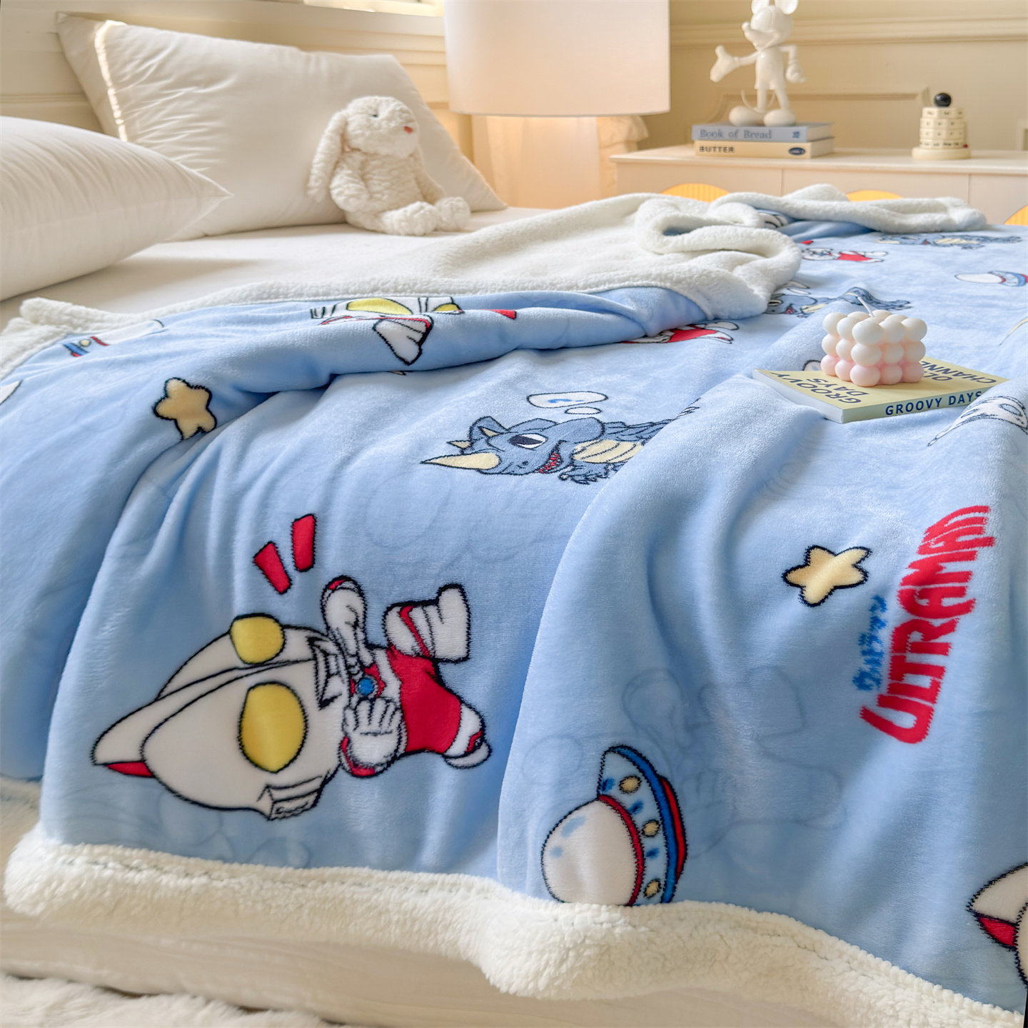 新款牛奶绒羊羔绒印花毛毯