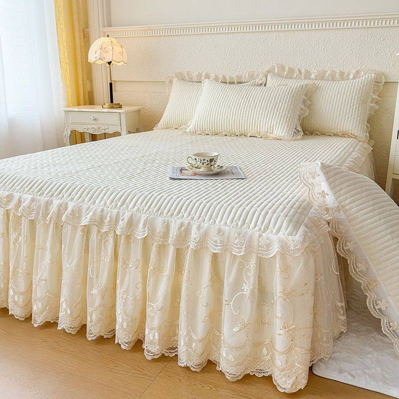 韩式皱皱纱夹棉蕾丝床裙三件套单床裙床罩床围裙遮丑防滑四季通用,床上用品,床裙,淘宝优惠券,粉丝福利购,淘宝优惠卷